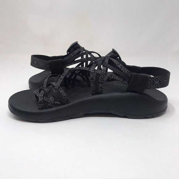 CHACO Cloud Black White Black Strappy ZX/2 Toe Loop Women's Sandals Size 7 - Picture 9 of 12